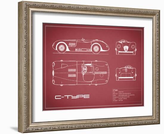 Jaguar C-Type-Maroon-Mark Rogan-Framed Art Print