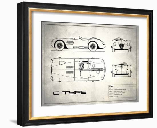 Jaguar C-Type White-Mark Rogan-Framed Art Print