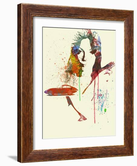 Jaguar E Type Girl-NaxArt-Framed Art Print