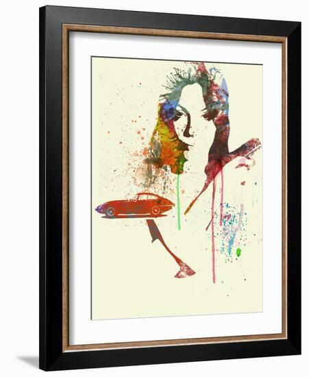 Jaguar E Type Girl-NaxArt-Framed Art Print