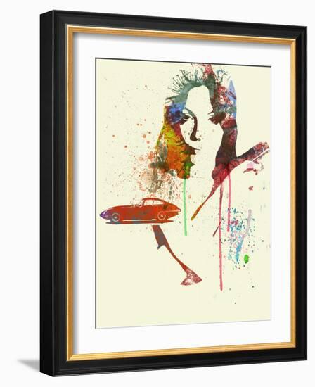 Jaguar E Type Girl-NaxArt-Framed Art Print