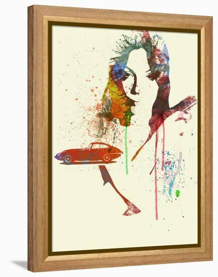 Jaguar E Type Girl-NaxArt-Framed Stretched Canvas