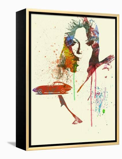 Jaguar E Type Girl-NaxArt-Framed Stretched Canvas