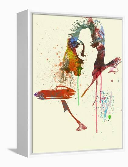 Jaguar E Type Girl-NaxArt-Framed Stretched Canvas