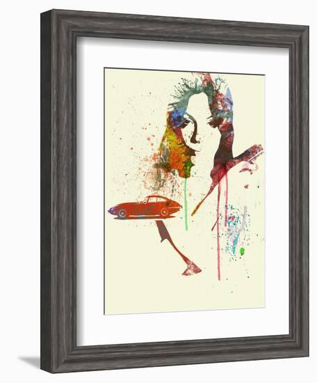 Jaguar E Type Girl-NaxArt-Framed Art Print