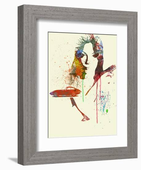 Jaguar E Type Girl-NaxArt-Framed Art Print