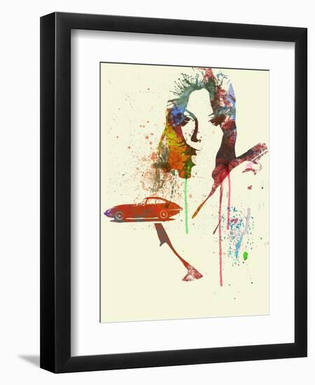 Jaguar E Type Girl-NaxArt-Framed Art Print