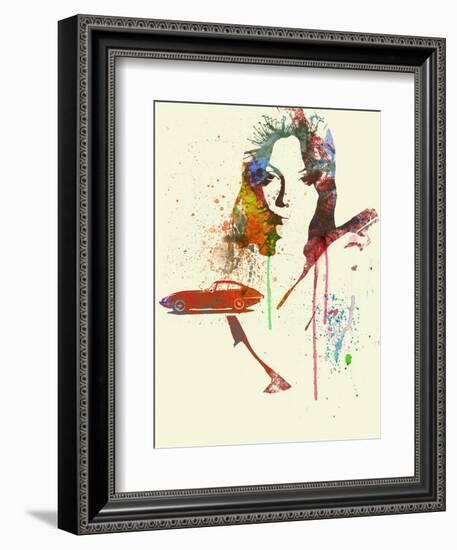 Jaguar E Type Girl-NaxArt-Framed Art Print