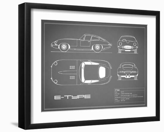 Jaguar E-Type-Grey-Mark Rogan-Framed Art Print