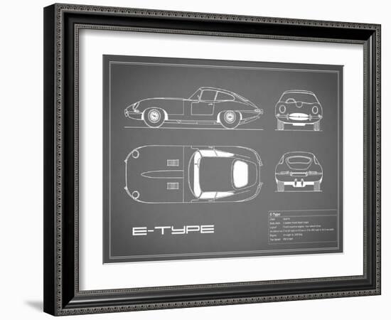 Jaguar E-Type-Grey-Mark Rogan-Framed Art Print