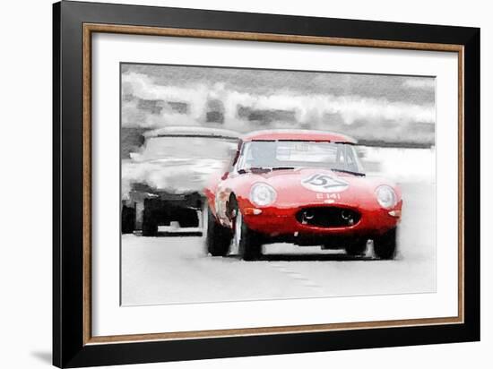 Jaguar E-Type Racing Watercolor-NaxArt-Framed Premium Giclee Print