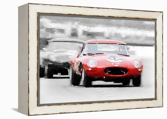 Jaguar E-Type Racing Watercolor-NaxArt-Framed Stretched Canvas