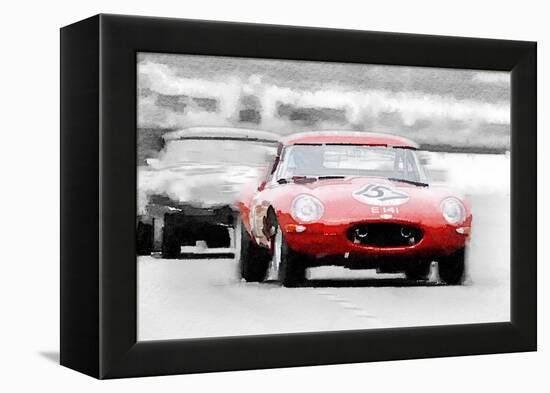 Jaguar E-Type Racing Watercolor-NaxArt-Framed Stretched Canvas