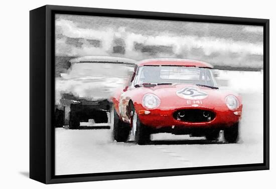 Jaguar E-Type Racing Watercolor-NaxArt-Framed Stretched Canvas