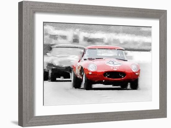 Jaguar E-Type Racing Watercolor-NaxArt-Framed Art Print