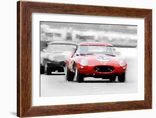 Jaguar E-Type Racing Watercolor-NaxArt-Framed Art Print