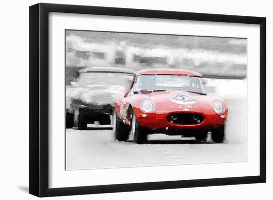 Jaguar E-Type Racing Watercolor-NaxArt-Framed Art Print