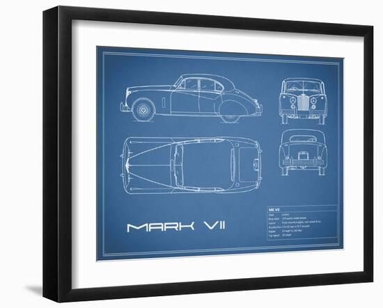 Jaguar MkVII-Blue-Mark Rogan-Framed Art Print