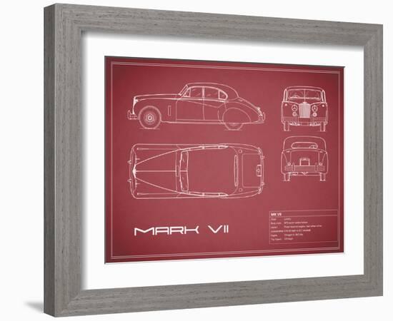 Jaguar MkVII-Maroon-Mark Rogan-Framed Art Print