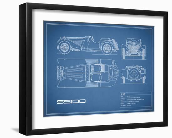 Jaguar SS-100-Blue-Mark Rogan-Framed Art Print