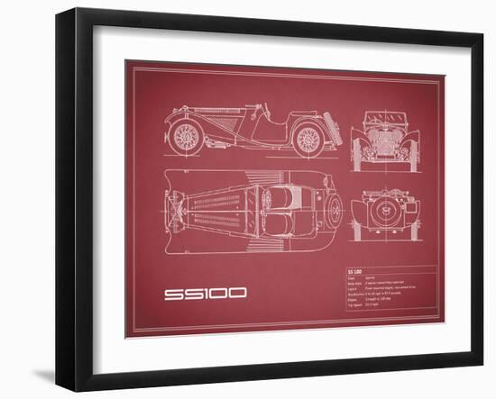 Jaguar SS-100-Maroon-Mark Rogan-Framed Art Print