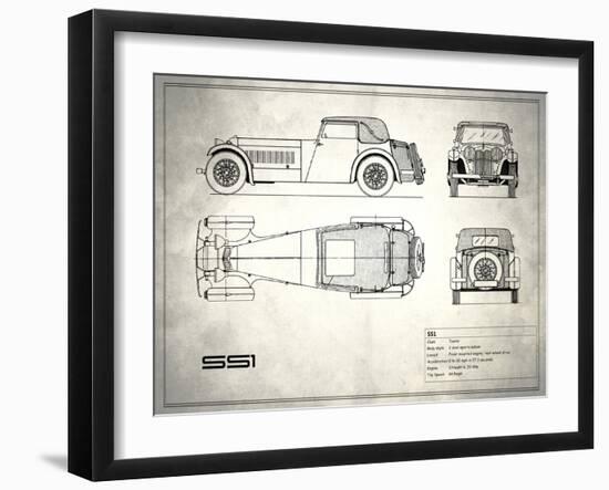 Jaguar SS-100 White-Mark Rogan-Framed Art Print