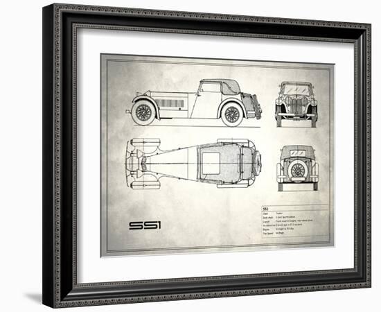 Jaguar SS-100 White-Mark Rogan-Framed Art Print