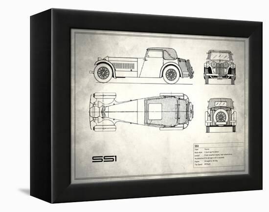 Jaguar SS-100 White-Mark Rogan-Framed Stretched Canvas