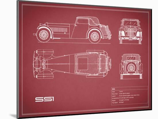 Jaguar SS1-Maroon-Mark Rogan-Mounted Art Print