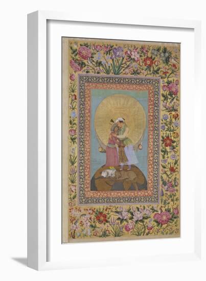 Jahangir's Dream. Abbas I, Shah of Persia and Jahangir, Emperor of India, C. 1620-Abu al-Hasan-Framed Giclee Print