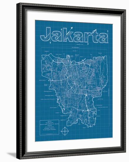 Jakarta Artistic Blueprint Map-Christopher Estes-Framed Art Print