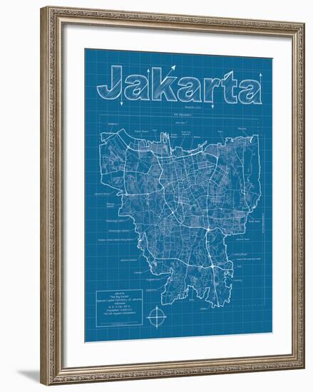 Jakarta Artistic Blueprint Map-Christopher Estes-Framed Art Print