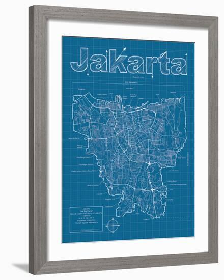 Jakarta Artistic Blueprint Map-Christopher Estes-Framed Art Print