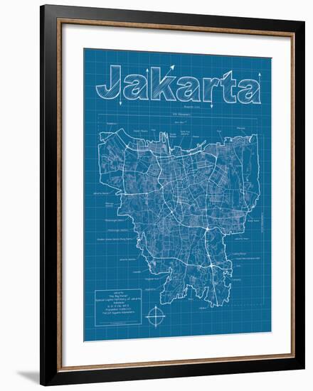 Jakarta Artistic Blueprint Map-Christopher Estes-Framed Art Print