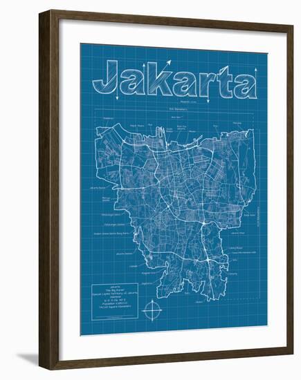 Jakarta Artistic Blueprint Map-Christopher Estes-Framed Art Print