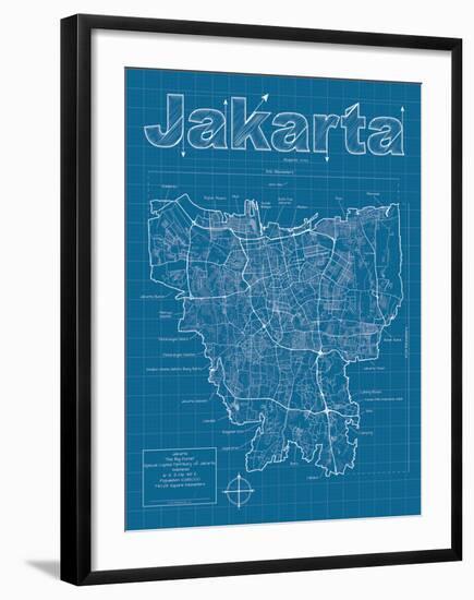 Jakarta Artistic Blueprint Map-Christopher Estes-Framed Art Print