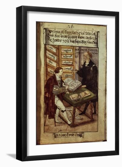 Jakob Fugger in His Office, 1518-German School-Framed Giclee Print