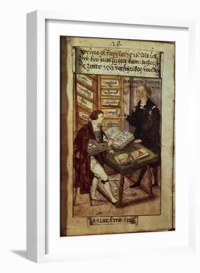 Jakob Fugger in His Office, 1518-German School-Framed Giclee Print