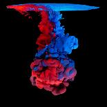 Mix of Colored Ink in Water Creating Abstract Shape, Isolated on Black Background-Jakub Gojda-Photographic Print