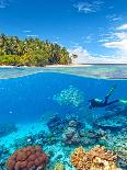 Underwater Coral Reef with Horizon and Water Waves-Jakub Gojda-Framed Photographic Print