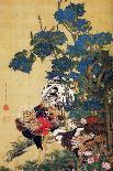 A Peacock, Pine and Peony-Jakuchu Ito-Giclee Print