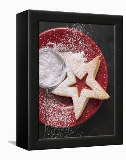 Jam Biscuit on Plate with Icing Sugar-null-Framed Premier Image Canvas