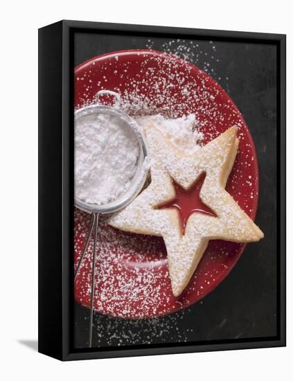 Jam Biscuit on Plate with Icing Sugar-null-Framed Premier Image Canvas