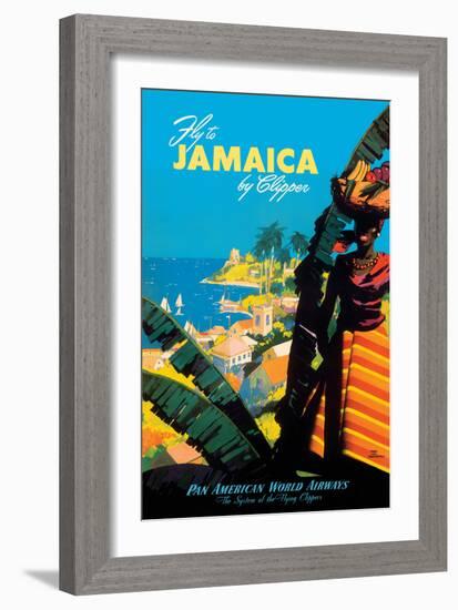 Jamaica by Clipper - Pan American World Airways, Vintage Airline Travel Poster, 1950-Mark Von Arenburg-Framed Art Print