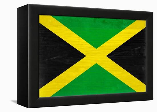 Jamaica Flag Design with Wood Patterning - Flags of the World Series-Philippe Hugonnard-Framed Stretched Canvas