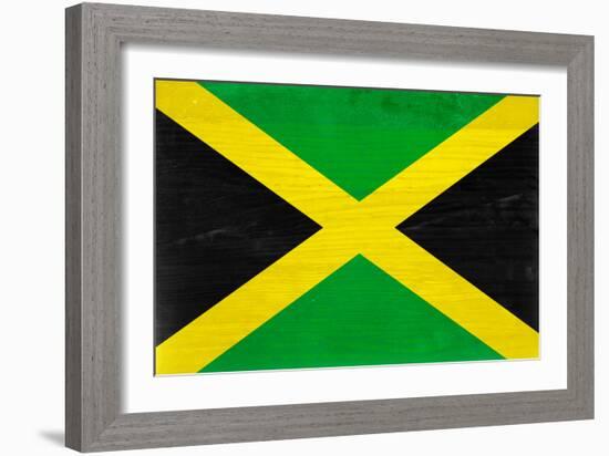 Jamaica Flag Design with Wood Patterning - Flags of the World Series-Philippe Hugonnard-Framed Art Print