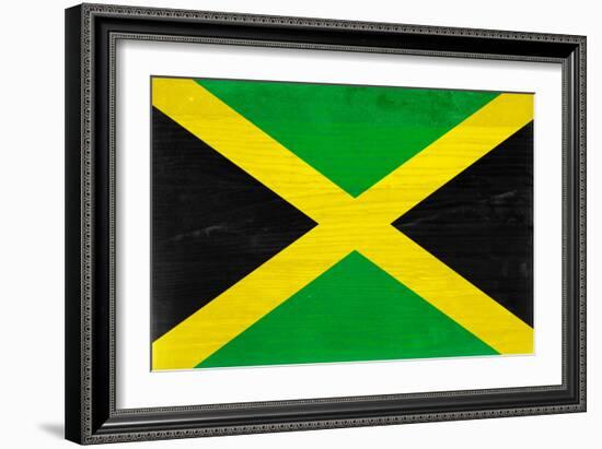 Jamaica Flag Design with Wood Patterning - Flags of the World Series-Philippe Hugonnard-Framed Art Print