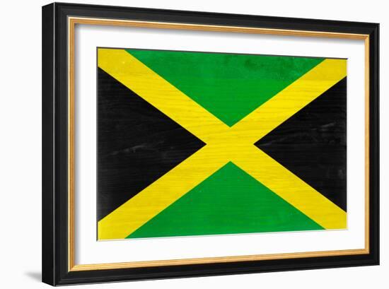 Jamaica Flag Design with Wood Patterning - Flags of the World Series-Philippe Hugonnard-Framed Art Print