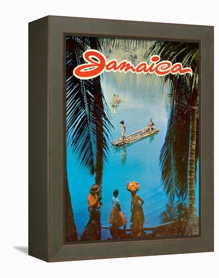 Jamaica - Vintage Travel Poster, 1970s-Pacifica Island Art-Framed Stretched Canvas