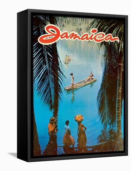 Jamaica - Vintage Travel Poster, 1970s-Pacifica Island Art-Framed Stretched Canvas